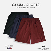 [BUNDLE OF 3] Plain Unisex HF Casual Shorts | Home Shorts | Grey Shorts | Men Shorts
