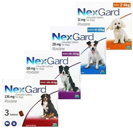 Nexgard Chews - Monthly Flea and Tick Protection for Dogs of all sizes. Available in 3 and 6 packs