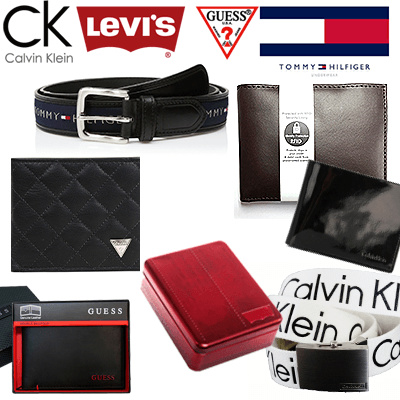 calvin klein leather belt & wallet set