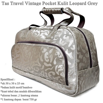 Tas Travel Vintage Pocket Kulit LEOPARD