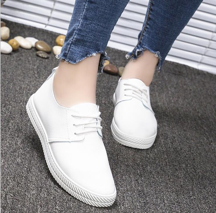 white casual leather shoes