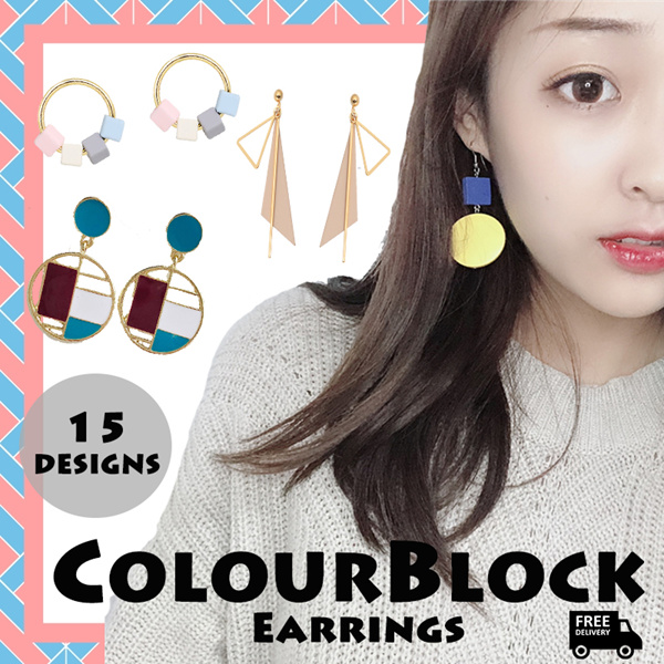 [NEW ARRIVALS] COLOURBLOCK EARRINGS LITTLE MOMO 15 DESIGNS Deals for only S$6.9 instead of S$6.9