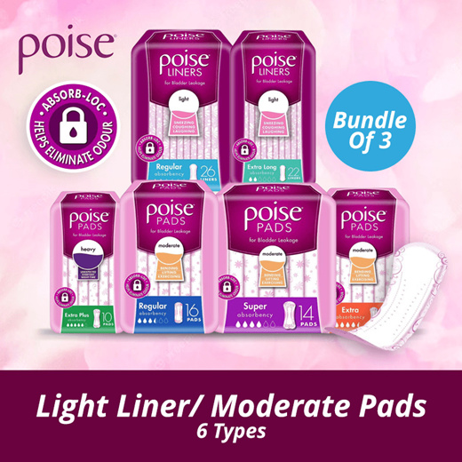 [[Bundle of 3]] Poise Light Liner/ Moderate Pads #Sanitary Pads