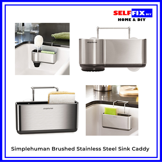 Brushed Stainless Steel simplehuman Slim Sink Caddy 