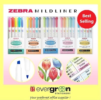 ZEBRA Mildliner 5 Colors/set Journaling Journal Highlighters Stationery