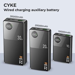 [위시팜]CYKE 고속 충전 미니 보조배터리22.5W/ LCD 배터리 잔량표시 /10000mAh 20000mAh 30000mAh 유선 충전 보조배터리/무료배송
