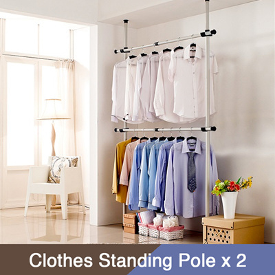 Qoo10 Clothes Standing Pole Rack Laundry Rack Anti Slip