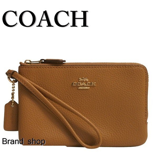 Qoo10 - Coach Double Zip Pebble Leather Wristlet Wallet F87587 light saddle  : Bag & Wallet