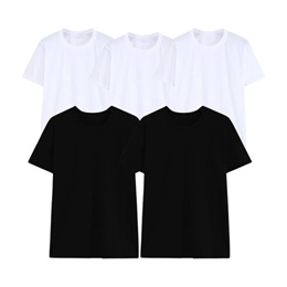 100% Cotton Unisex Basic Short-Sleeved T-Shirt Set Of 3 White + 2 Black
