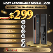 [ Clearance Sales ] Cheapest Face Recognition Push Pull Digital Lock with Door Viewer