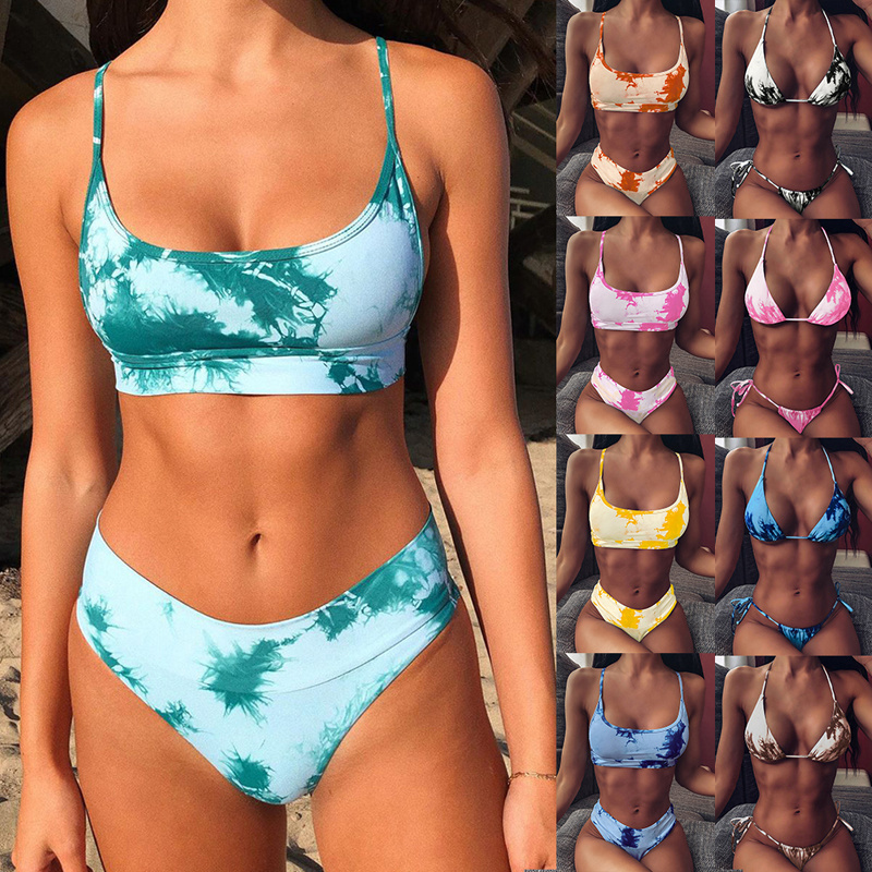 Qoo10 Tie Dye Sexy Bikini Women Push Up Swimsuit Printing Swimwear Brazilian Sports Equipment