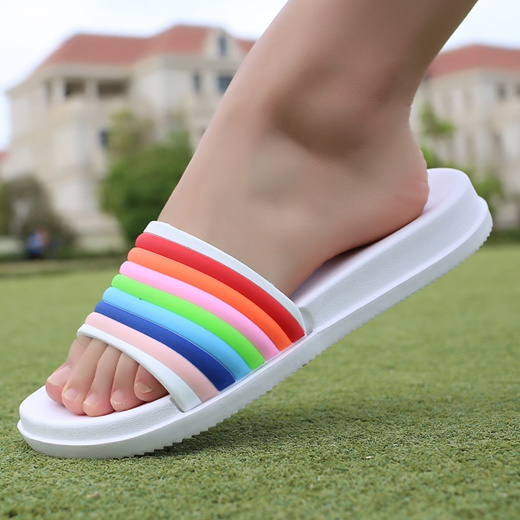 rainbow thick soled slippers