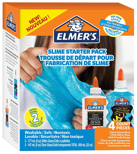 Elmer's SLIME STARTER PACK 2-PINK COLOR GLITTER GLUE & 2-CLEAR