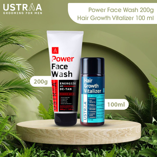 Qoo10 - Ustraa Power Face Wash De-Tan - 200g And Hair Growth Vitalizer -  100 m... : Cosmetics