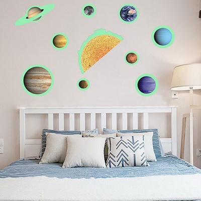 Hoomall 10pcs Stick Art Decor Removable Glow In The Dark Planet Wall Stickers Ceiling Kids Bedroom L