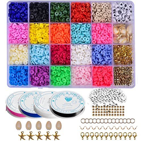 4285 Pcs Clay Beads Set 20 Colors Flat Round Polymer Clay Spacer Beads Flat  Clay Beads For Jewelry Making