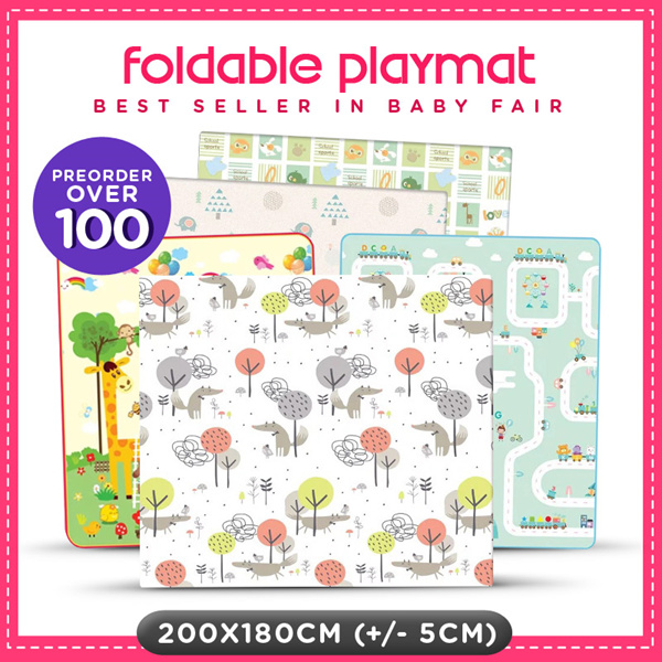 Qoo10 ExclusiveBabyFair Best Seller Foldable Toddler PlayMat Baby Play Mat Double Sided Infant Soft Mat Special Promo For First 100 Deals for only S$69.9 instead of S$69.9