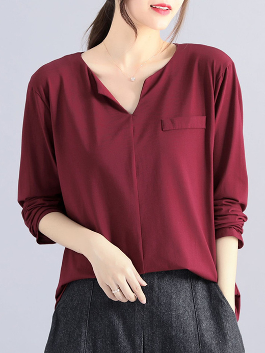 Qoo10 Ladies Simple Elegance Long Sleeve Ultra Soft Cotton Blouse