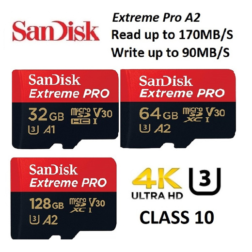 Карта памяти sandisk sdxc extreme pro class 10 uhs i u3 170 90mb s 128gb