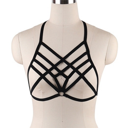Women Hollow Out Elastic Cage Bra Bandage Strappy Halter Bra