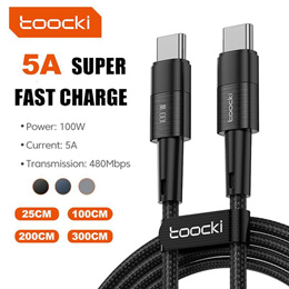 Toocki Type C to Type C Data Cable 100W High Power PD Fast Charger 480Mbps Transmission Data Cable U