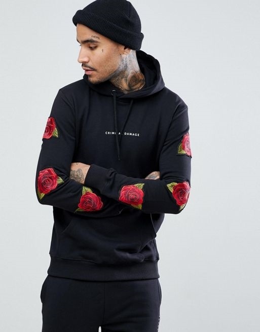 criminal damage rose hoodie