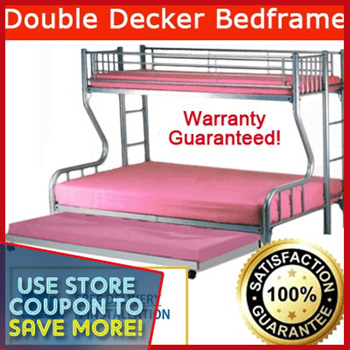 Qoo10 - Double Decker Bed (Bottom:Queen Size + Top:Single) Metal Bunk ...