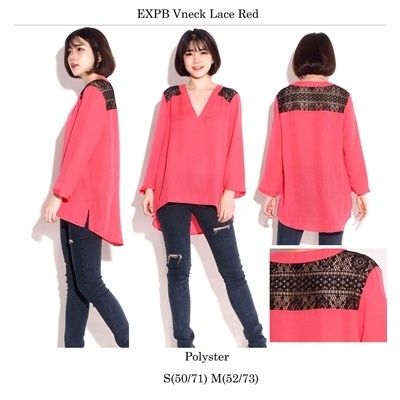 EXPB Vneck Lace Red