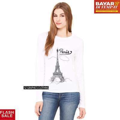 Qoo10 Sz Graphics Paris T Shirt Long Sleeve Wanita Kaos Lengan