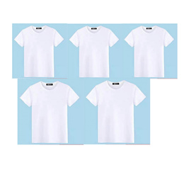 [1+1+1+1+1]5件黑白2种颜色新款韩版男女士短袖t恤打底体恤上衣服宽松大码男女装情侣T恤衫