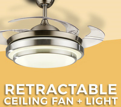 E4u Retractable Ceiling Fan With Led Light 36 42 Inch Silver Gold Luxury Crystal Coffee