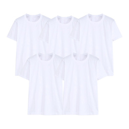 100% Indian Organic Cotton Unisex Basic Short Sleeve T-Shirt White 5 Piece Set