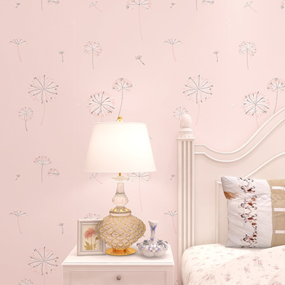 Modern Korean Style Dandelion Wallpaper For Girls Bedroom Walls Pink Grey Green Beige Non Woven Wall