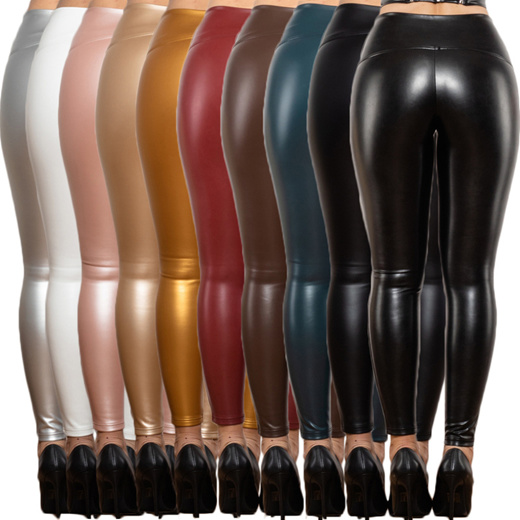 Wholesale Womens High Waist Scrunch Butt PU Faux Leather Leggings - Ca –  S&G Apparel
