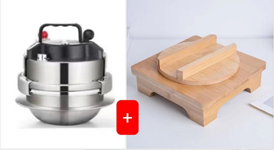 1 person/0.8L pressure rice cooker + wooden lid and wooden stand