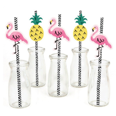 New 25pcs Drinking Straws Flamingos  Fruit Pineapple Straws Party Supplies