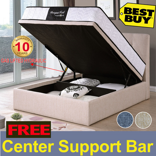 Qoo10 Storage Bed Frame Furniture, Does A Queen Size Bed Frame Need Center Support