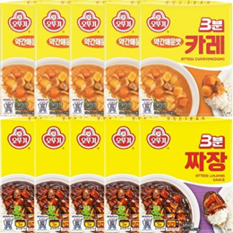 오뚜기 3분 카레 약간매운맛 5개+짜장 5개 무료배송