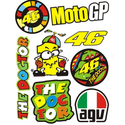 VR 46 Valentino Rossi The Doctor Helmet Decal Set Stickers