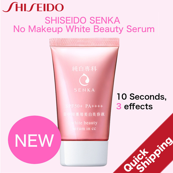 Quick Shipping?Queen?SHISEIDO SENKA No Makeup White Beauty Serum in CC SPF50+ PA++++ 40g moring seru Deals for only S$38 instead of S$38