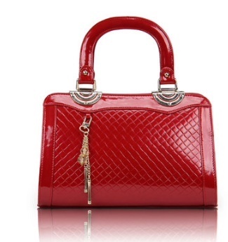 red patent leather purse