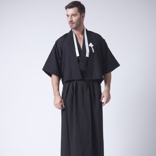 Qoo10 - Black Vintage Japanese Men Kimono Haori Traditional Male ...