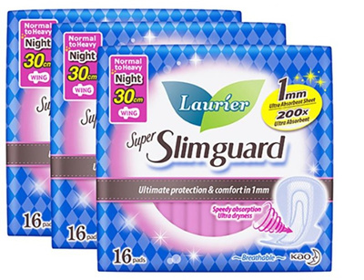 Qoo10 Laurier Super Slimguard Night 30cm 16pcs Triple Pack Health Medical