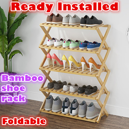 Qoo10 Assembled Bamboo Shoe Rack Shelf Storage Easy To Use No Installation R Furniture Deco