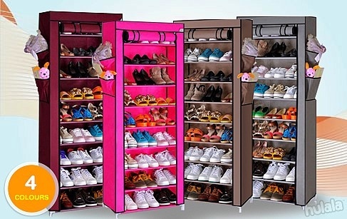 Qoo10 Portable Shoe Rack With Dust Cover As Seen On Tv Furniture Dekorasi