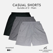 [BUNDLE OF 3] Plain Unisex HF Casual Shorts | Home Shorts | Grey Shorts | Men Shorts