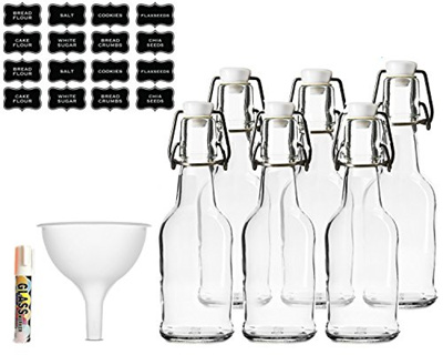 Bella Inizio Easy Swing Top Glass Bottles 16oz Clear For Brewing Kombucha Kefir Beer 6 Set Fun