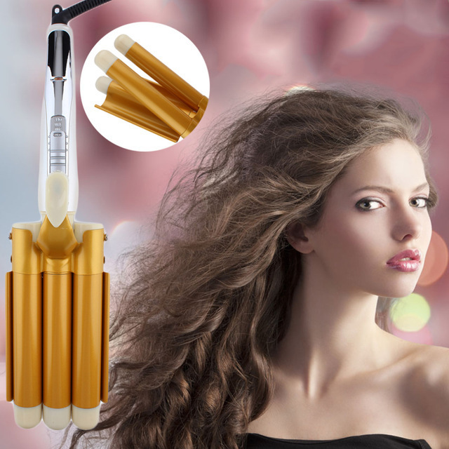 Qoo10 Gold Electronic 3 Tubes Big Hair Waver Curling Curler For