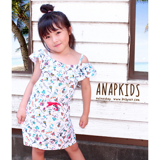 Qoo10 アロハ総柄ワンピース アナップキッズ Anap Kids キッズ ワンピース ブルー ホワイト レッド 青 白 赤 アロハ 総柄 ミディアム Baby Kids Fashio