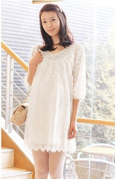 white lace loose dress